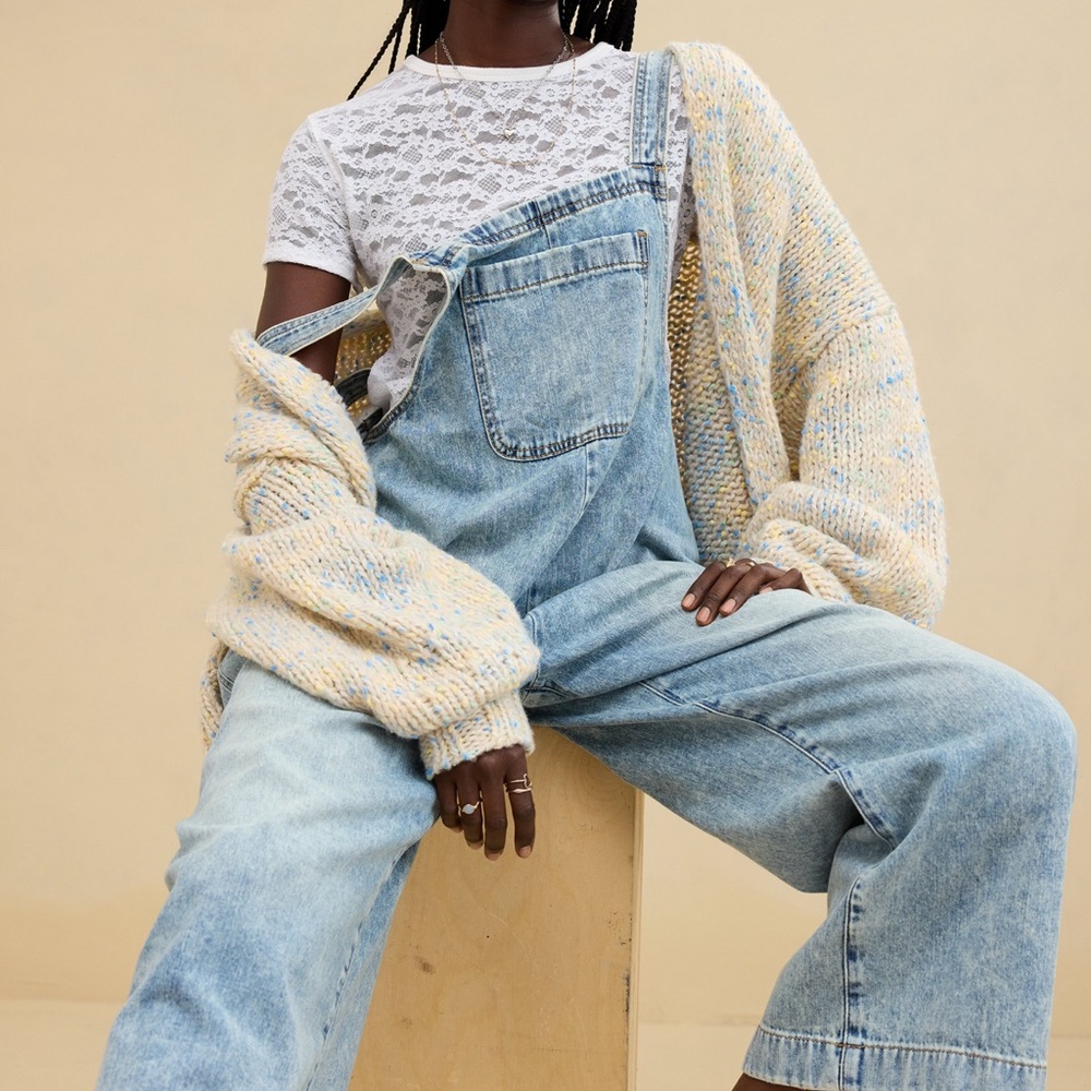 Aerie Light Blue Women's Denim Overalls - Picture 3 of 5